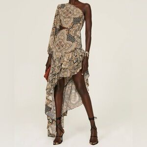 Bronx and Banco Sara Blue Gown One-Shoulder Midtiff cutout size small US 4